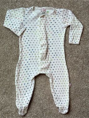 Magnetic Me E=MC Rainbow Hearts Footie Sleeper 6-9M Baby Girl Organic Cotton